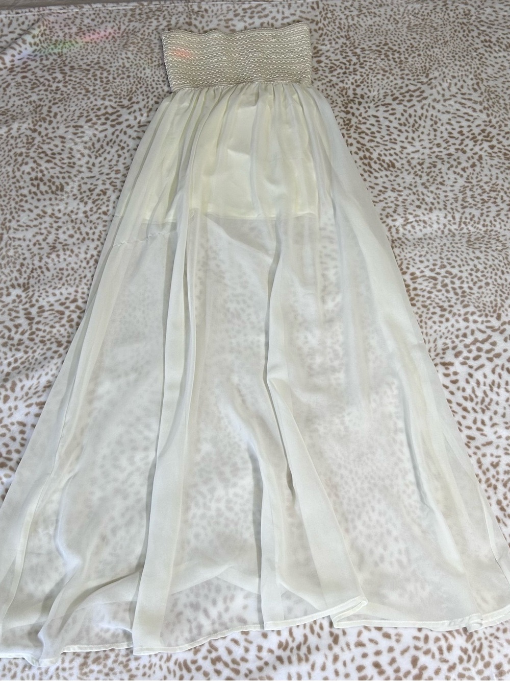Annabelle Cream Smocked Bodice Dress